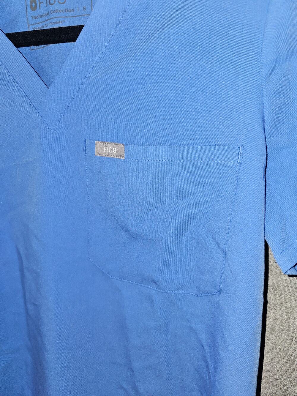 FIGS Catarina Technical Collection One-Pocket Scrub Top Blue Sz Small
